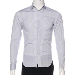 Dior Homme Grey and White Striped Button-down